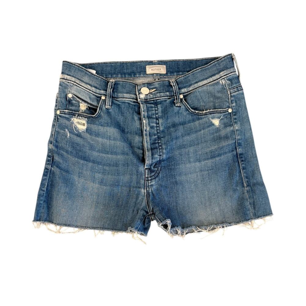 MOTHER Jeans Cut-off Denim Shorts 29 Distressed Casual High Waist Stretch Fray